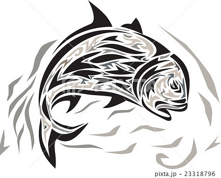 Giant Trevally Jumping Down Tribal Art 23318796