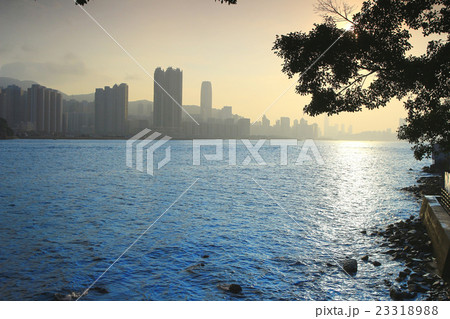 Beautiful colorful Sunrise over Victoria Harbor Beautiful colorful Sunrise over Victoria Harbor 23318988