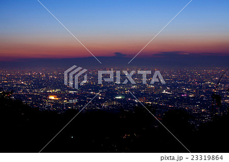 生駒山から見る大阪の夜景の写真素材