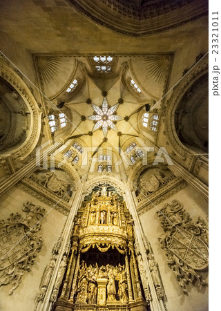 ブルゴス大聖堂天井を見上げる元帥の礼拝堂の写真素材