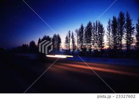 Night traffic in winter city Night traffic in winter city 23327602