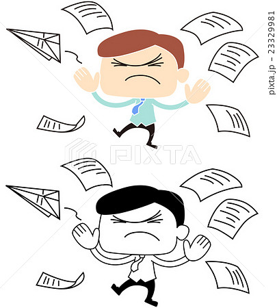 ビジネスマン 書類を投げ出すのイラスト素材