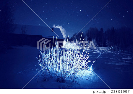 Winter night landscape village small house 23331997