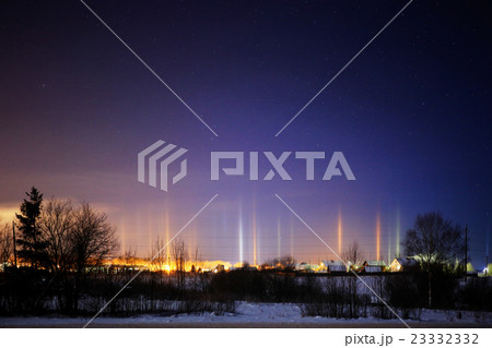 Night winter landscape light poles 23332332