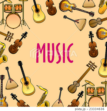Music Background With Classic Ethnic Instrumentsのイラスト素材