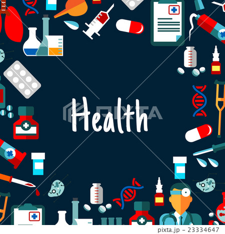 Medical background with healthcare flat icons 23334647