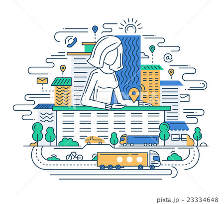 Showing location line flat design banner with a 23334648