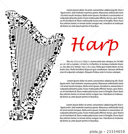 Harp with musical notes for infographics design 23334659