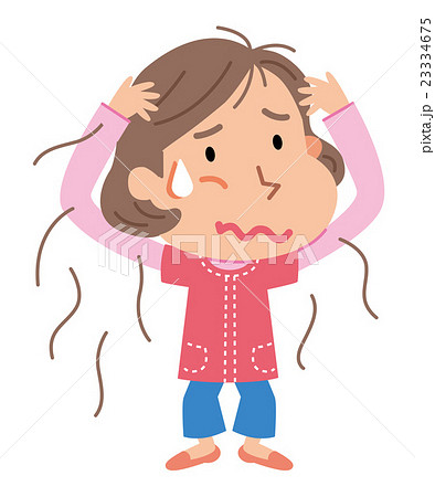 更年期 薄毛 抜け毛 イラスト のイラスト素材