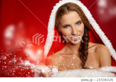 sexy girl wearing santa claus clothes 23336326