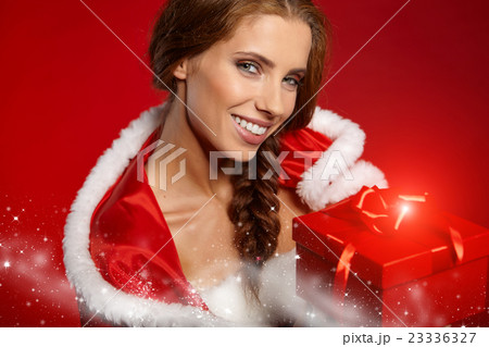 sexy girl wearing santa claus clothes 23336327