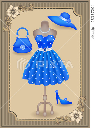 Fashionable dress in retro style and accessories 23337204