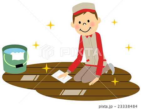 ハウスクリーニング 拭き掃除のイラスト素材