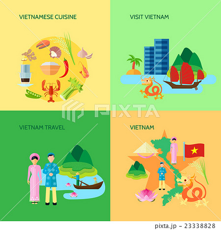 Vietnamese Culture 4 Flat Icons Square  23338828