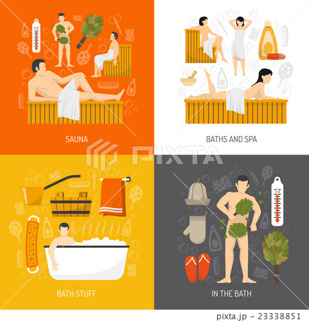 Bath Sauna Spa 4 Flat Icons Bath Sauna Spa 4 Flat Icons 23338851