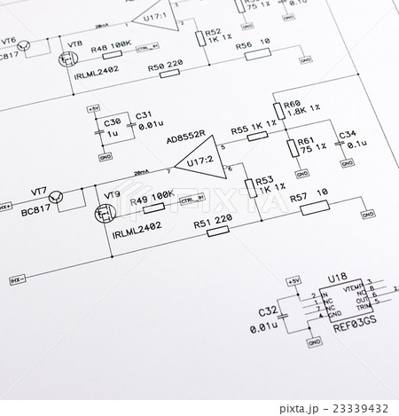 Schematic diagram closeup photo Schematic diagram closeup photo 23339432