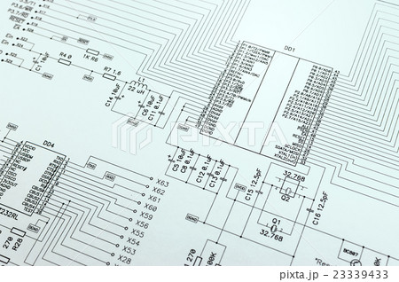 Schematic diagram closeup photo Schematic diagram closeup photo 23339433