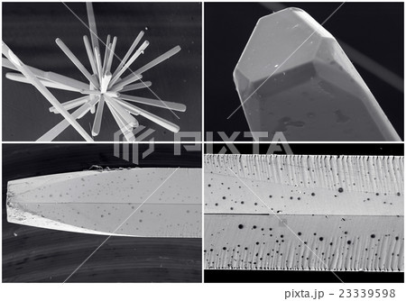 Scientific collage. Crystal in electron microscope Scientific collage. Crystal in electron microscope 23339598