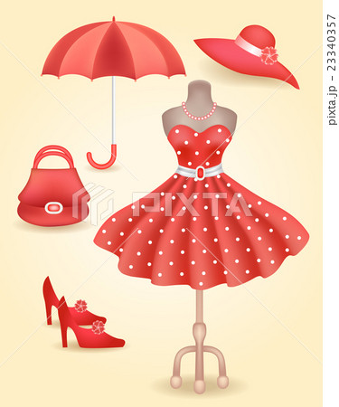 Fashionable dress in retro style and accessories 23340357