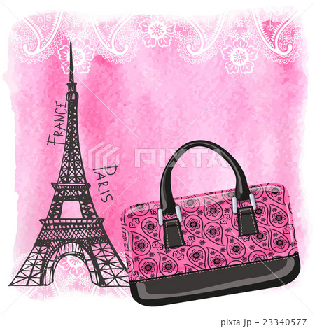 Handbag,Eiffel Tower,Paisley,Watercolor splash 23340577