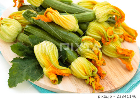 Zucchini with flowers. Zucchini with flowers. 23341146