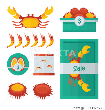fresh Seafood infographic orange, green color fresh Seafood infographic orange, green color 23342477