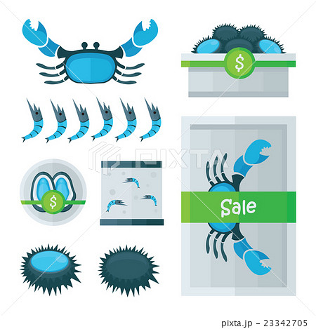 fresh Seafood infographic blue, green color fresh Seafood infographic blue, green color 23342705