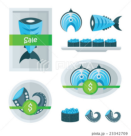 steak fish and seafood infographic blue 23342709