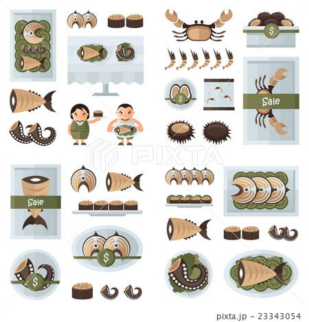 fresh Seafood infographic brown 23343054