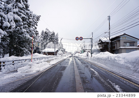 雪国の景色 新潟県 魚沼市の写真素材