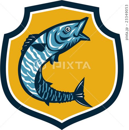 Wahoo Fish Jumping Shield Retro 23349053