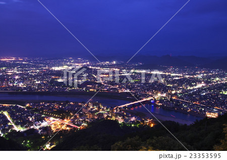 夜景100選 金華山展望台の写真素材