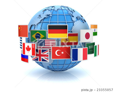 World map and country flags World map and country flags 23355057