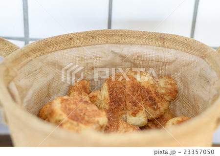 Croissant Bread in Fabrics bags,selective focus Croissant Bread in Fabrics bags,selective focus 23357050
