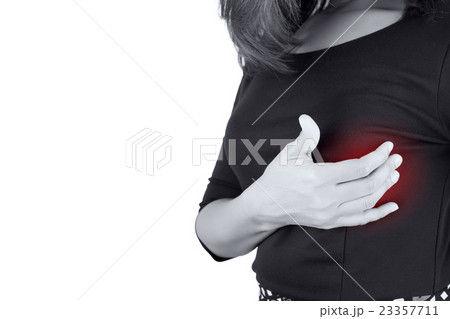 Breast cancer self check isolated on white background Breast cancer self check isolated on white background 23357711