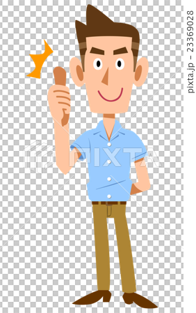 半袖シャツの若い男性がサムズアップする 23369028