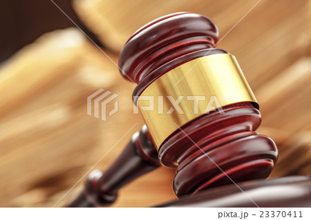 Pile of old cards with gavel 23370411