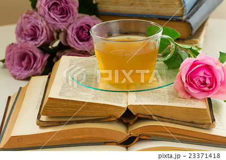Cup of tea with books 23371418