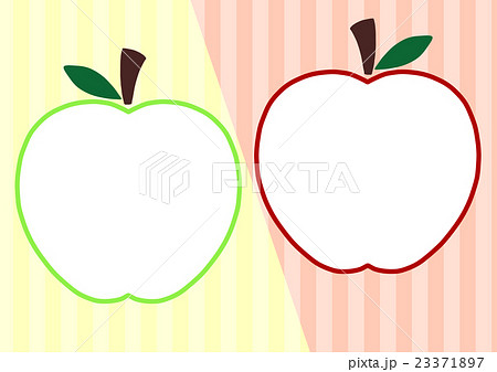赤リンゴと青リンゴの形をしたフレームのイラスト素材