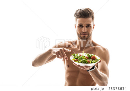 Strong sportsman prefers healthy food 23378634