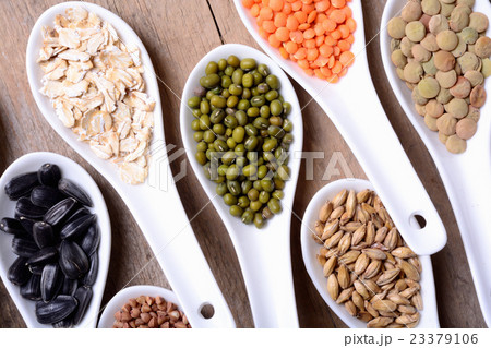 Cereals in ceramic bowls 23379106