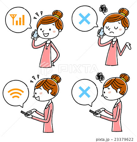 イラスト素材：スマートフォンを使う女性 23379622