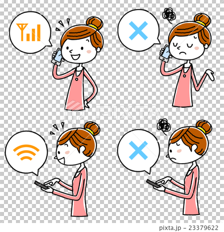 イラスト素材：スマートフォンを使う女性 23379622