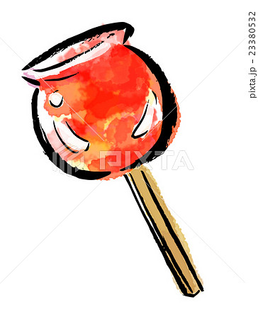 筆描き 夏 りんご飴のイラスト素材