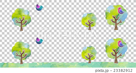 樹木和鳥類水彩 背景傳播 插圖素材 圖庫