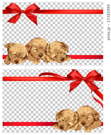 Cute dog and ribbon decorations - Stock Illustration [23382999] - PIXTA