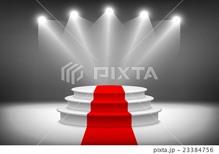 3d isolated Empty white podium on gray background 23384756