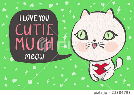 Vector illustration of a cute white cat heart Vector illustration of a cute white cat heart 23384793