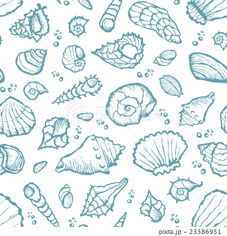 Seamless Summer Shell Patternのイラスト素材 23386951 Pixta