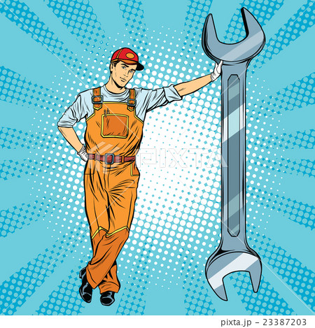 Mechanic with a wrench 23387203